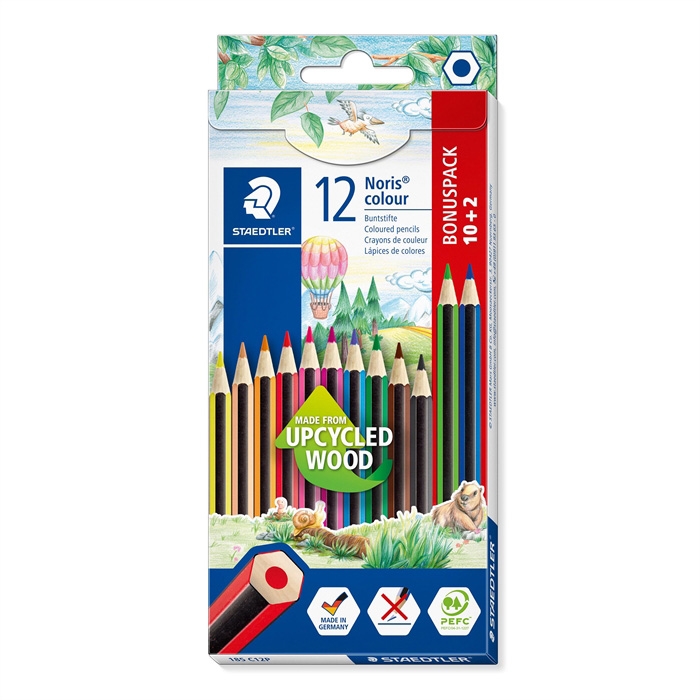 Staedtler Farb- und Zeichenstift Noris aus Recyclingholz, Set (10+2)