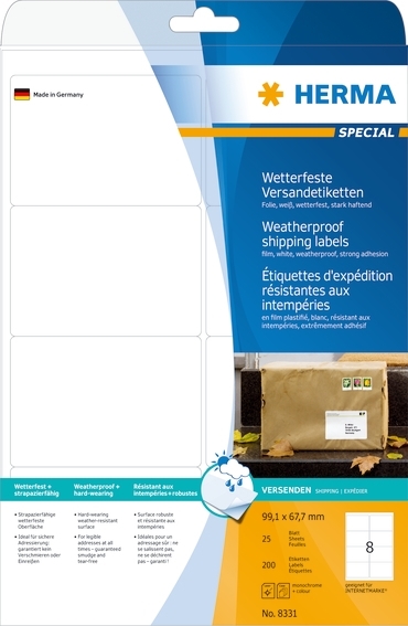 HERMA Versandaufkleber - extra stark, 99,1 x 67,7 mm, 2 Stück.