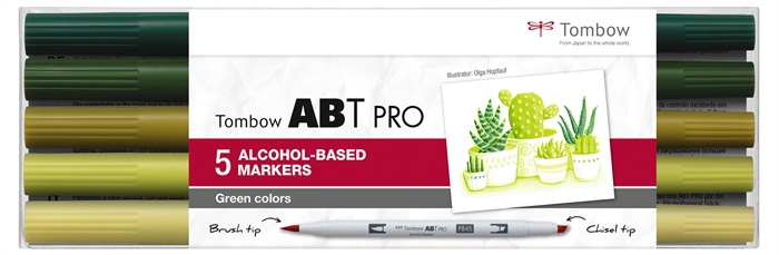 Tombow Marker Alkohol ABT PRO Dual Brush 5P-5 Grüntöne (5)