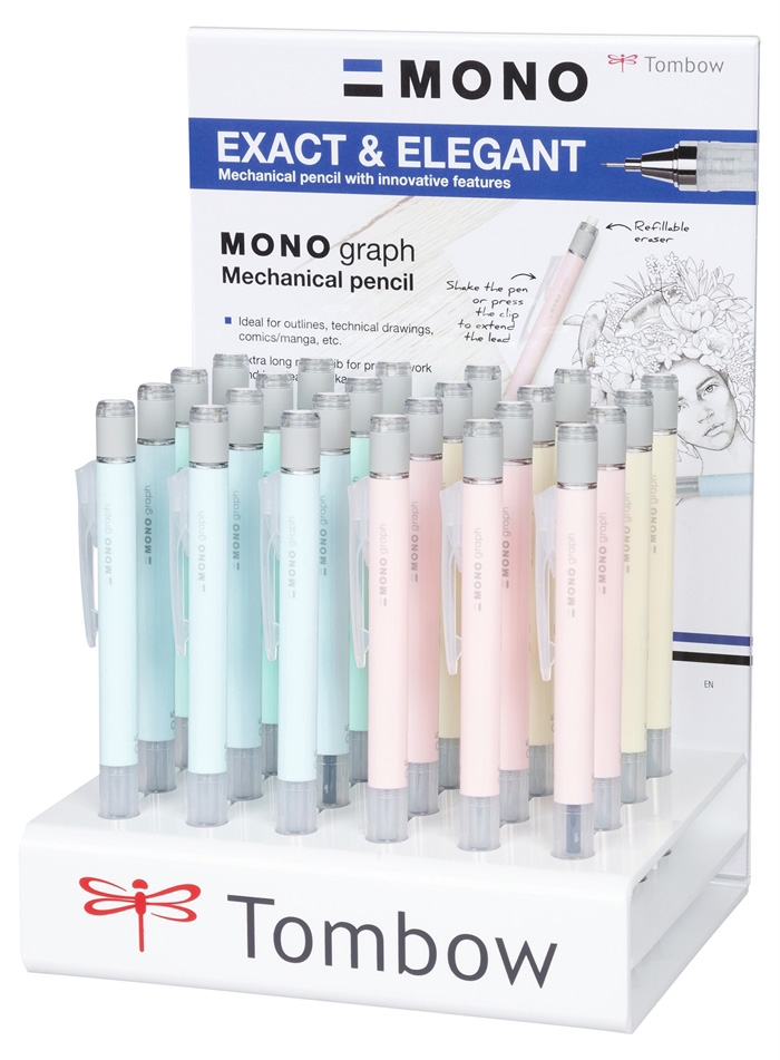 Tombow Stiftbleistift MONO graph 0,5 Pastell-Display (24)