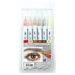 ZIG Clean Color Pinselstift-Set mit 6 Stück Porträtfarben II